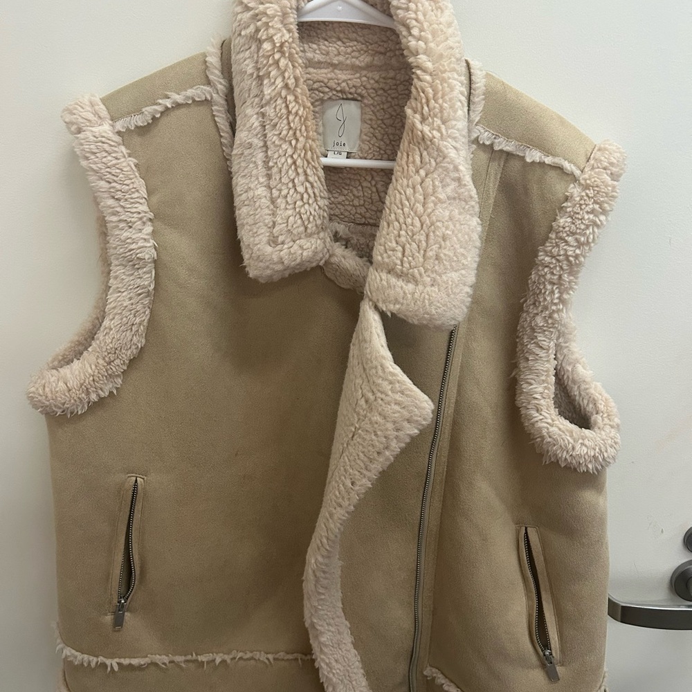 Joie Beige Shearling Vest Barely Worn!